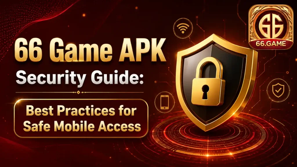 66 Game APK Security Guide banner featuring secure mobile access concepts, account protection tips, and 66 Game APK safety best practices.